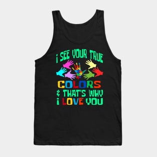 Autism Awareness Autistic Seehe Able Not The Label Tank Top